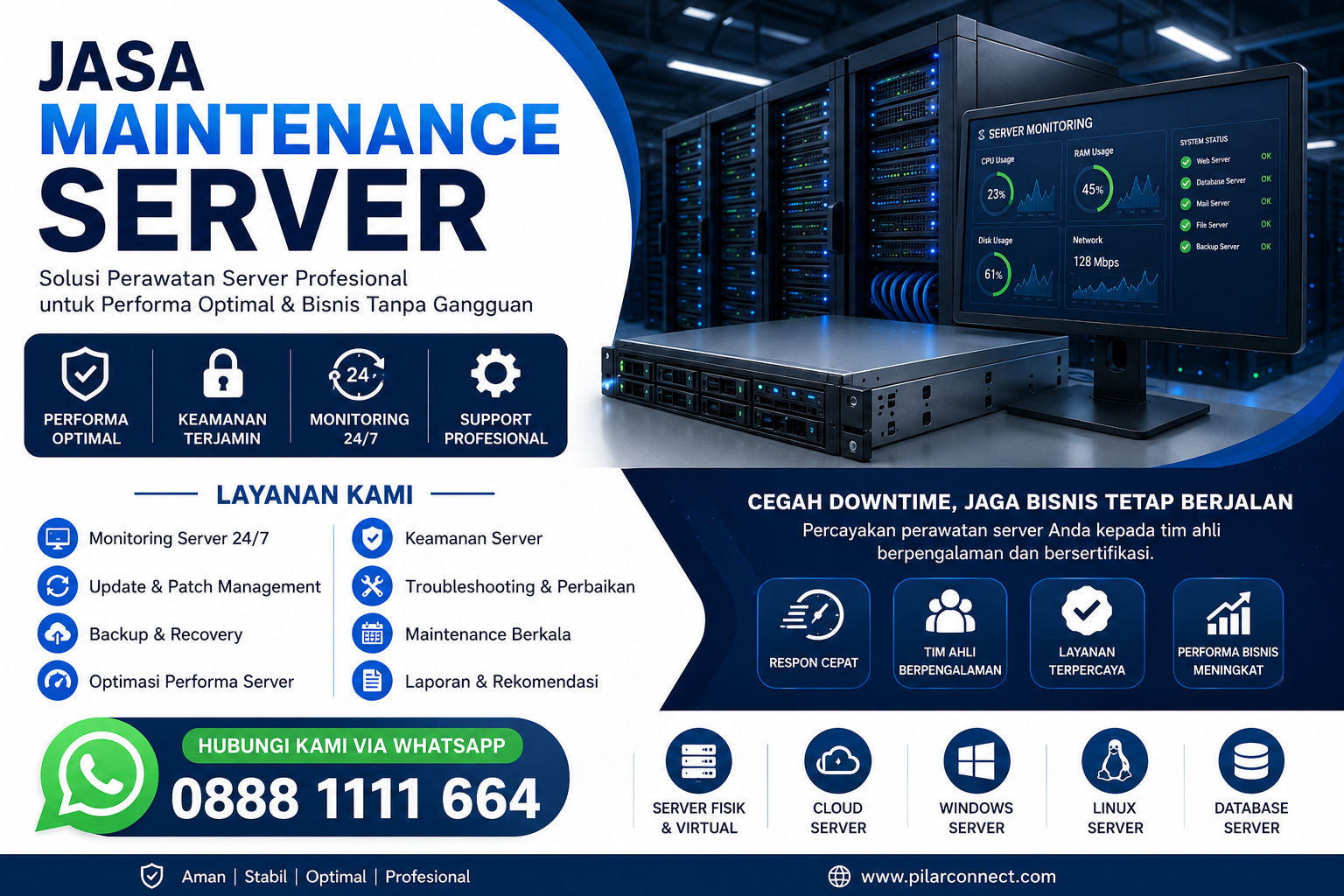 Jasa Maintenance Server Jakarta | BSD | Tangerang | Cikarang | Karawang | Bandung | Surabaya | Denpasar | Cilegon | Merak | Bekasi